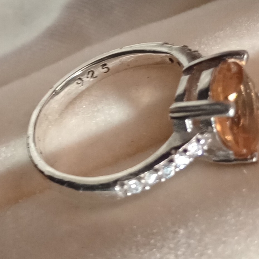 Sterling Silver Ring with Orange Gemstone